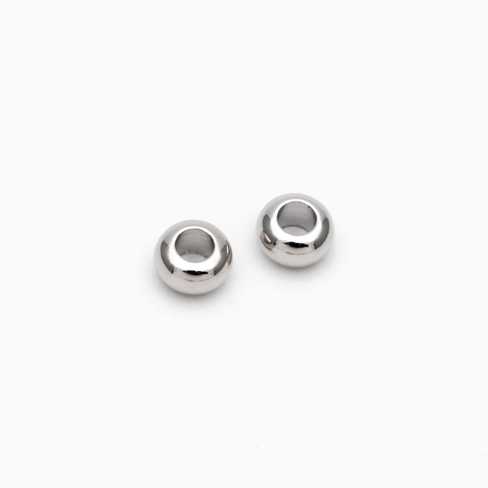 20pcs Gold/ Silver Rondelle Spacer Beads 3.5/ 6mm, Gold/ Rhodium plated Brass Large Hole Saucer Beads (GB-239)
